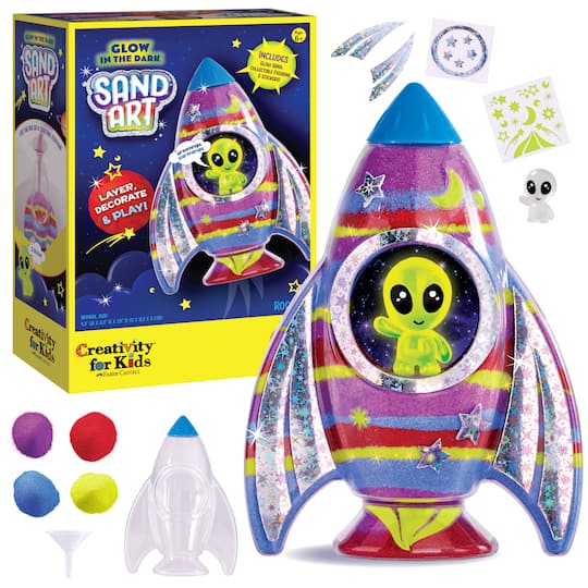 Creativity for Kids&#xAE; Rocket Ship Glow in the Dark Sand Art Activity Kit